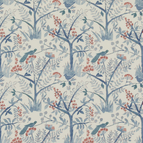 BAKER LIFESTYLE PP50502.1.0 LULWORTH BLUE/RED Fabric - Eade's Wallpaper