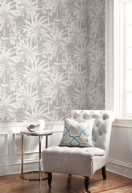 Kenneth James PS40006 Dream Of Palm Trees Grey Texture Wallpaper