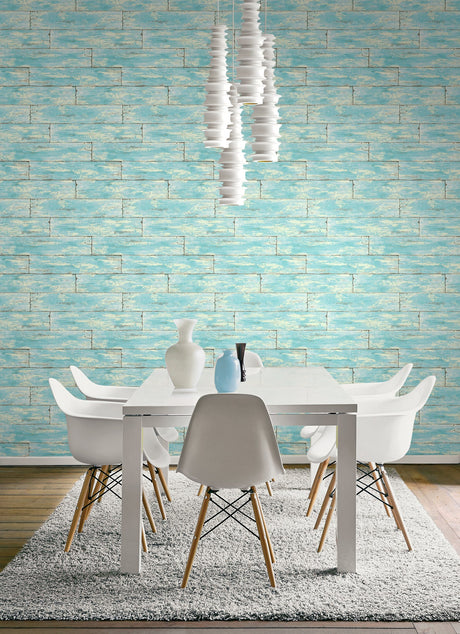 Kenneth James PS41002 Shipwreck Aquamarine Wood Wallpaper