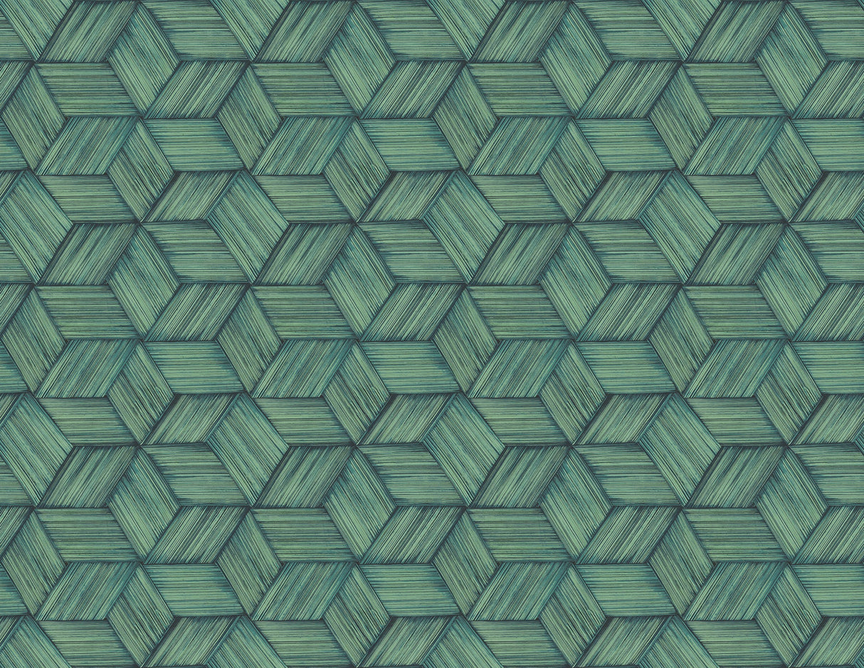 Kenneth James PS41404 Intertwined Dark Green Geometric Wallpaper