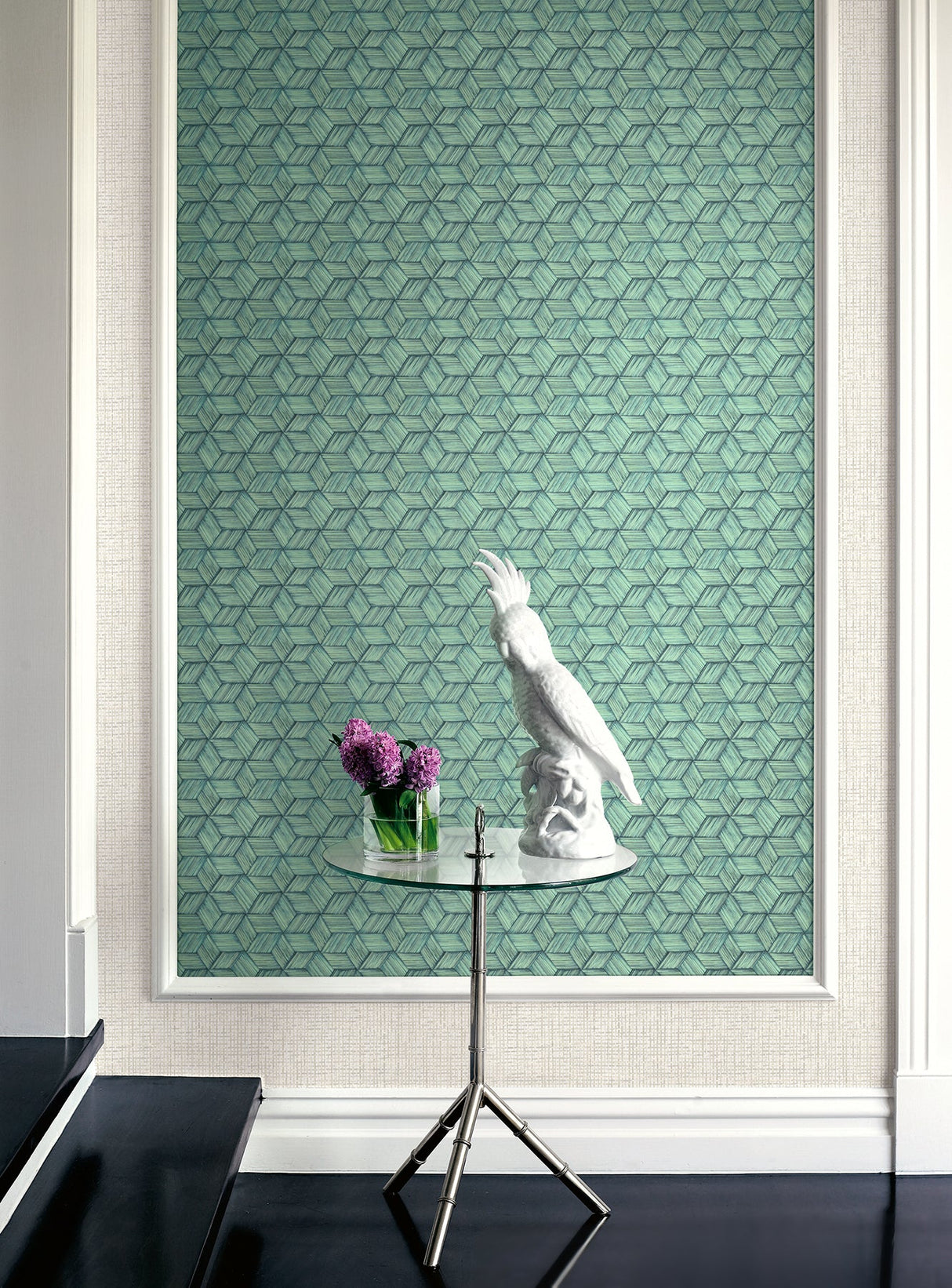 Kenneth James PS41404 Intertwined Dark Green Geometric Wallpaper