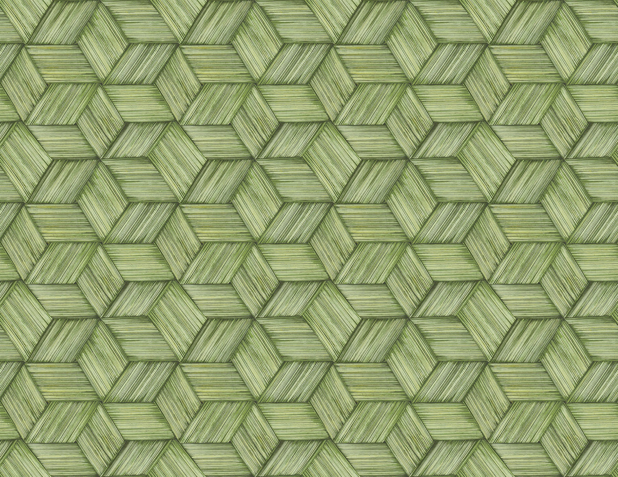 Kenneth James PS41414 Intertwined Green Geometric Wallpaper