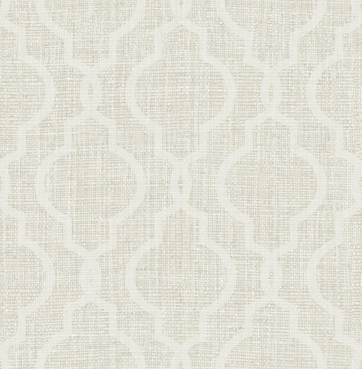 Kenneth James PS41700 Geometric Jute White Quatrefoil Wallpaper
