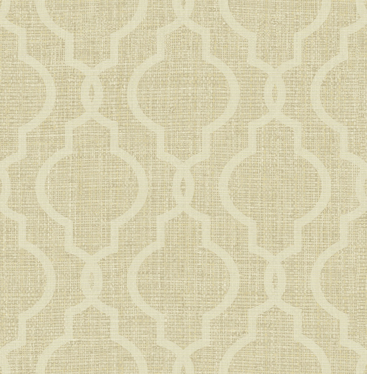 Kenneth James PS41704 Geometric Jute Gold Quatrefoil Wallpaper