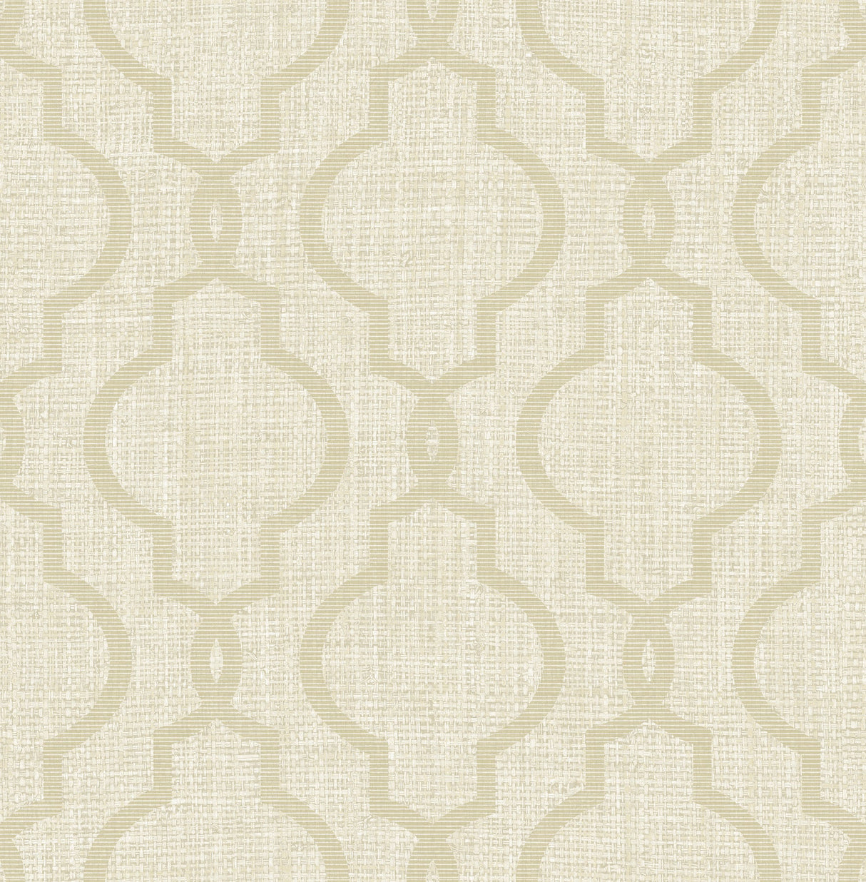 Kenneth James PS41705 Geometric Jute Taupe Quatrefoil Wallpaper