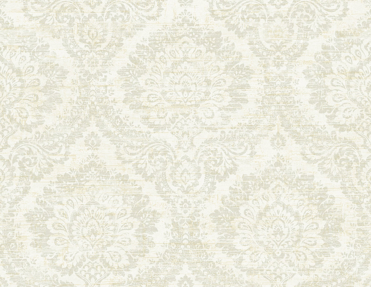 Kenneth James PS41904 Kauai Taupe Damask Wallpaper