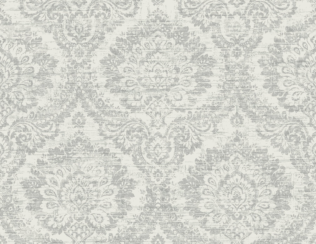 Kenneth James PS41908 Kauai Grey Damask Wallpaper