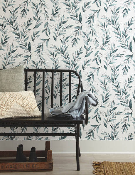 York PSW1002RL Magnolia Home Olive Branch Teal Peel & Stick Wallpaper
