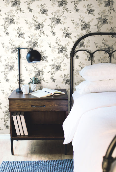 York PSW1007RL Magnolia Home Heirloom Rose Grey & White Peel & Stick Wallpaper