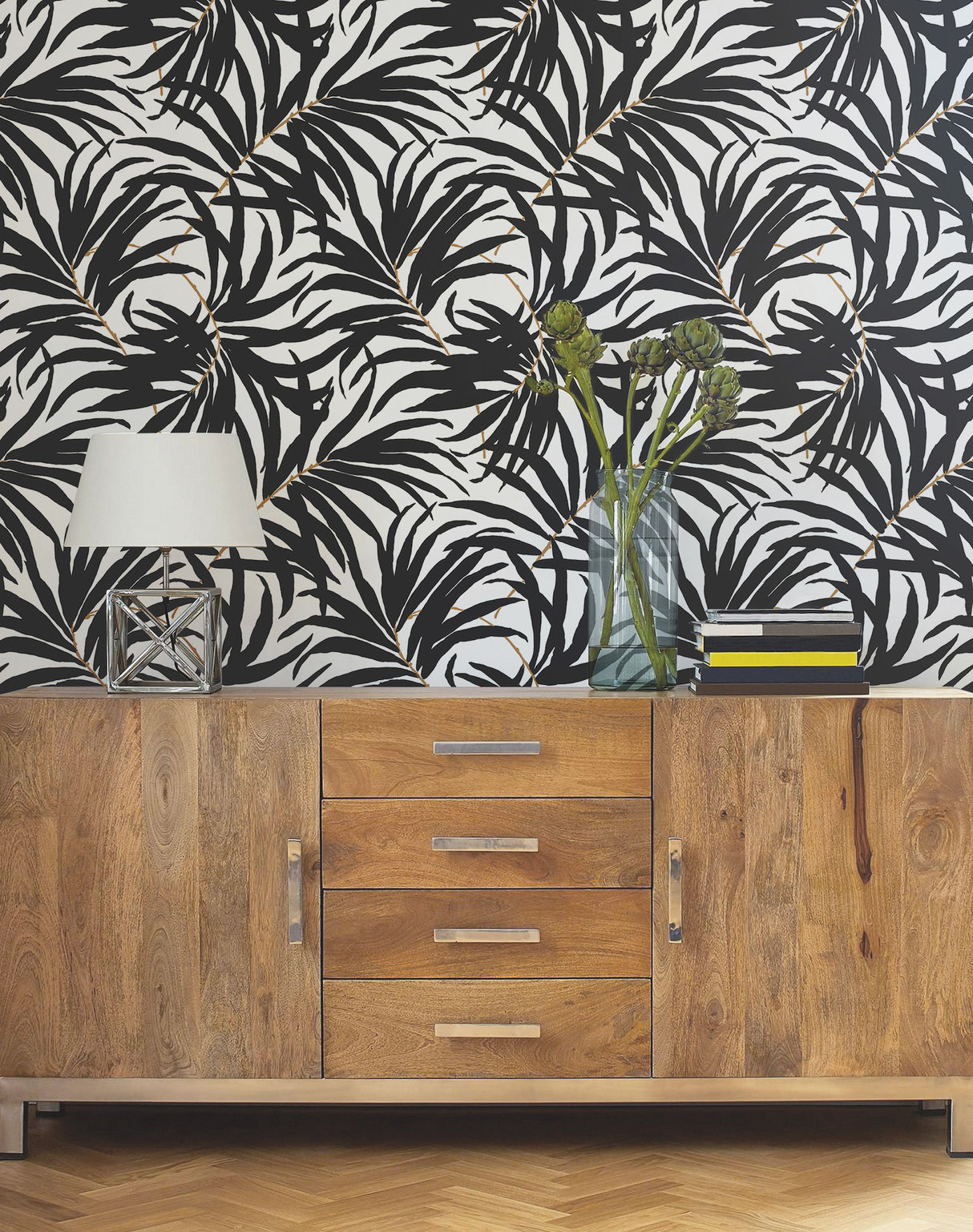 York PSW1029RL Bali Leaves Black Peel & Stick Wallpaper