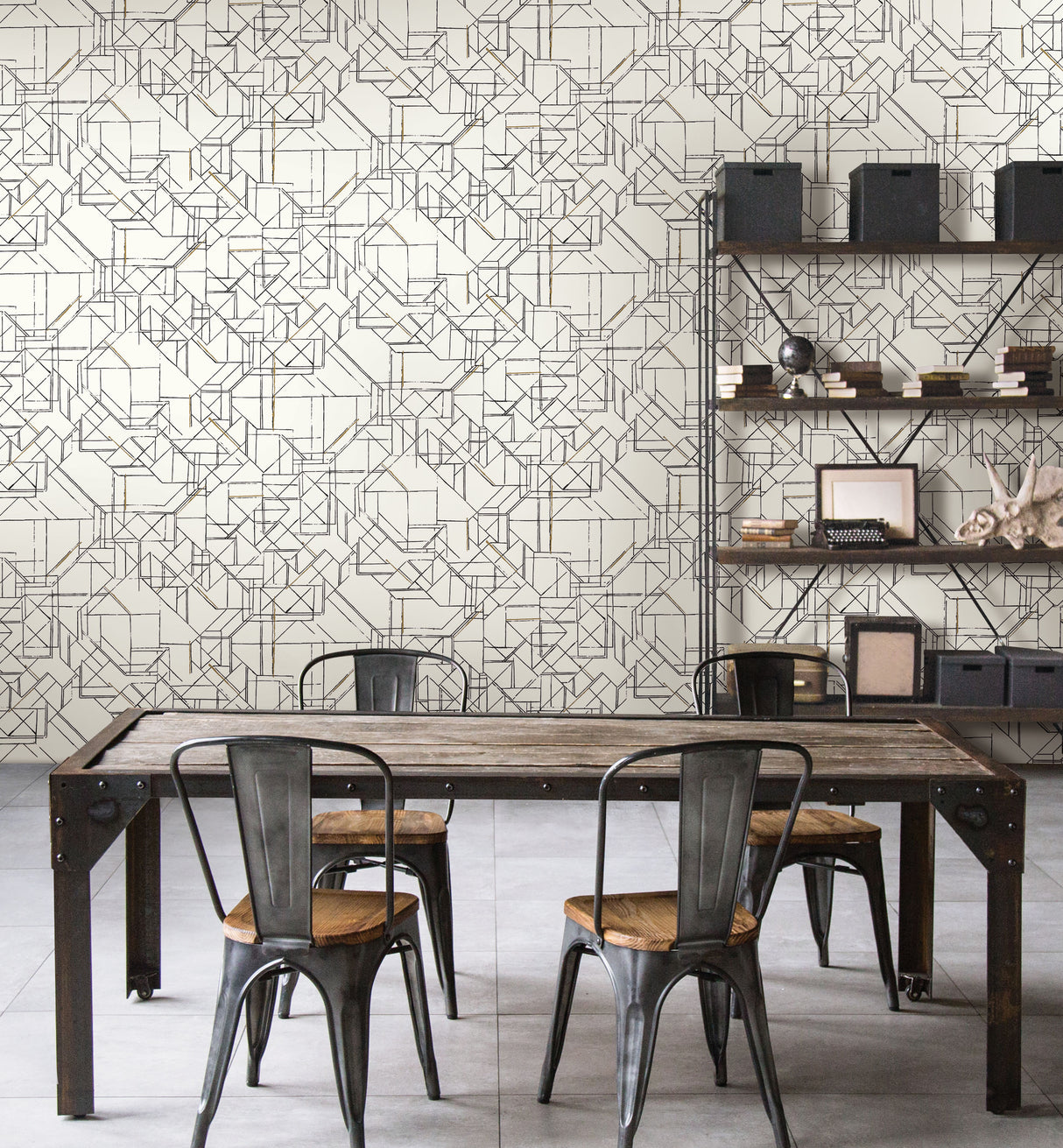 York PSW1050RL Prism Schematics Black & Gold Peel & Stick Wallpaper