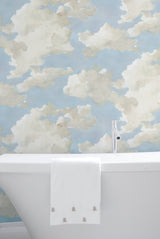 York PSW1079RL Clouds on Canvas Blue Peel & Stick Wallpaper