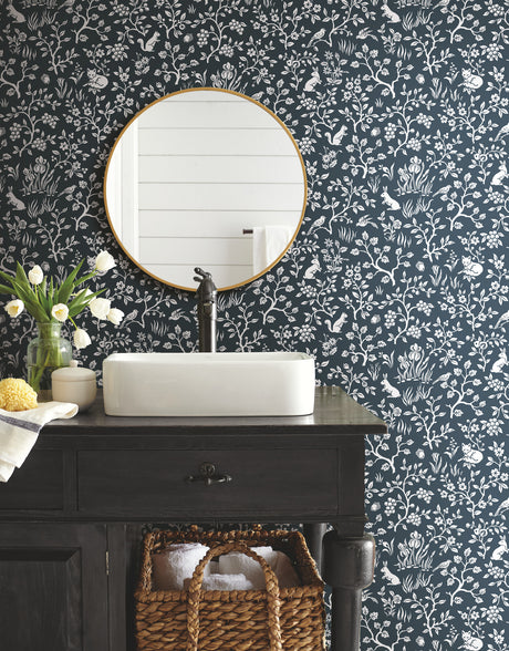 York PSW1166RL Magnolia Home Fox & Hare Navy Peel & Stick Wallpaper