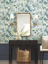 York PSW1201RL Garden Party Blue Peel & Stick Wallpaper