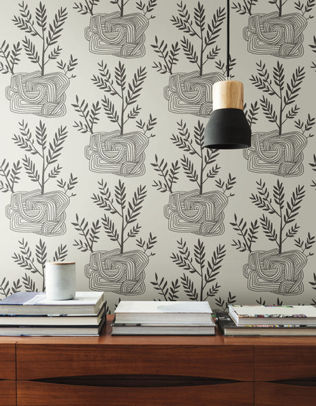 York PSW1227RL Seedlings Grey Peel & Stick Wallpaper