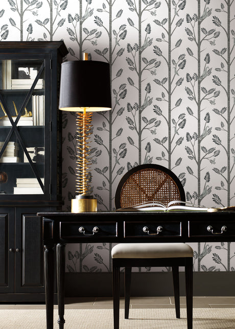 York PSW1238RL Aviary Branch Grey Peel & Stick Wallpaper