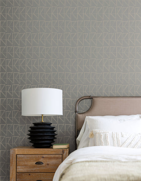 York PSW1254RL Love Triangles Grey Metallic Peel & Stick Wallpaper