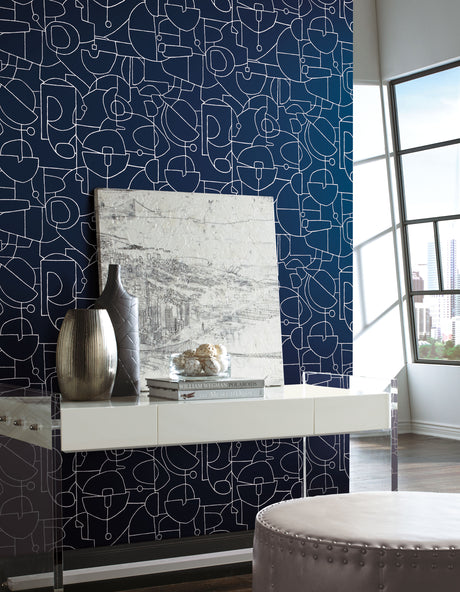 York PSW1263RL Robotics Navy Peel & Stick Wallpaper