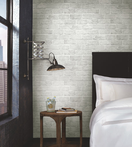 York PSW1305RL Stretcher Brick Light Grey Peel & Stick Wallpaper