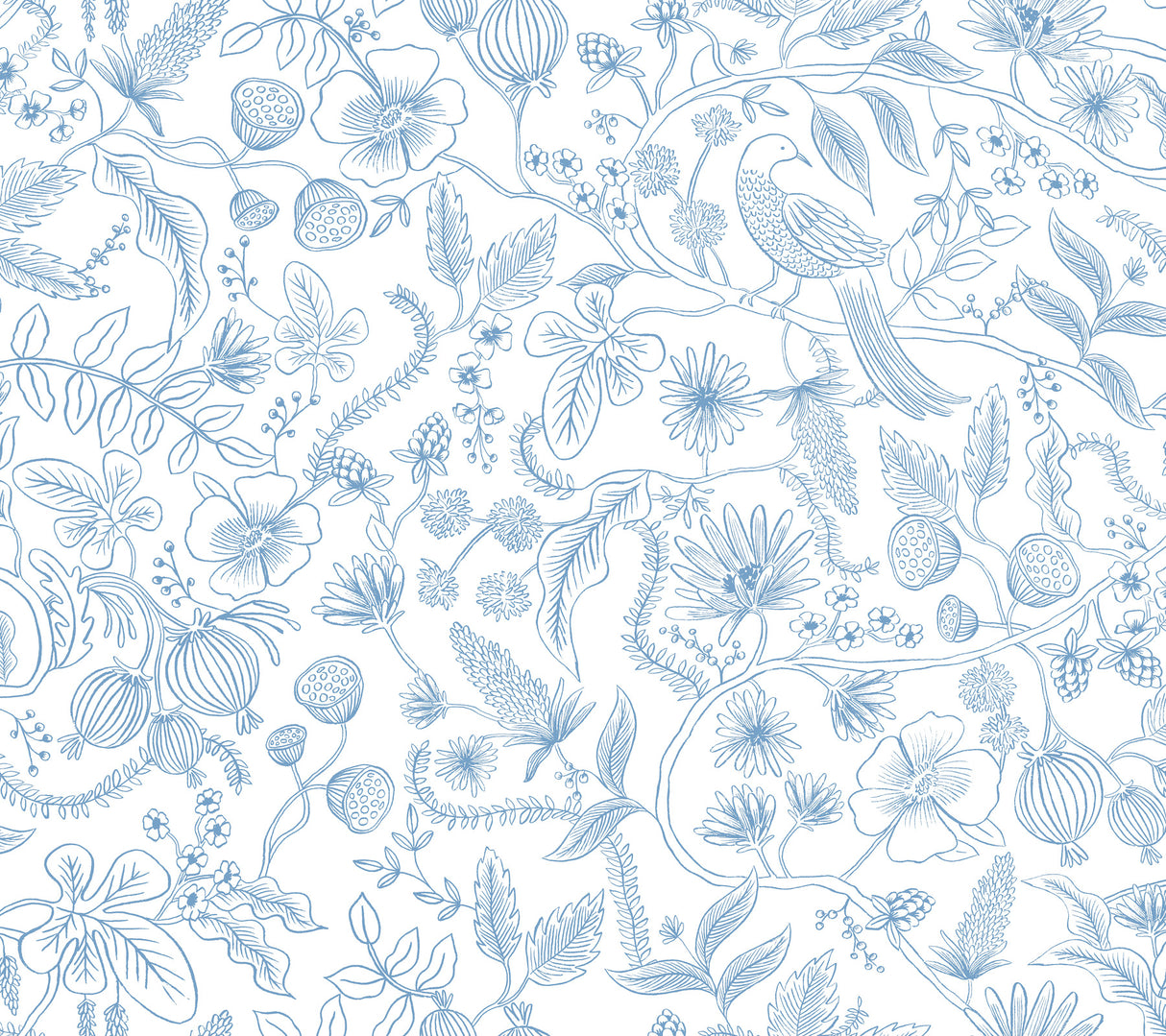 York PSW1311RL Aviary Blue & Cream Peel & Stick Wallpaper