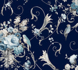 Eade’s Parrots with Floral Bouquets Navy