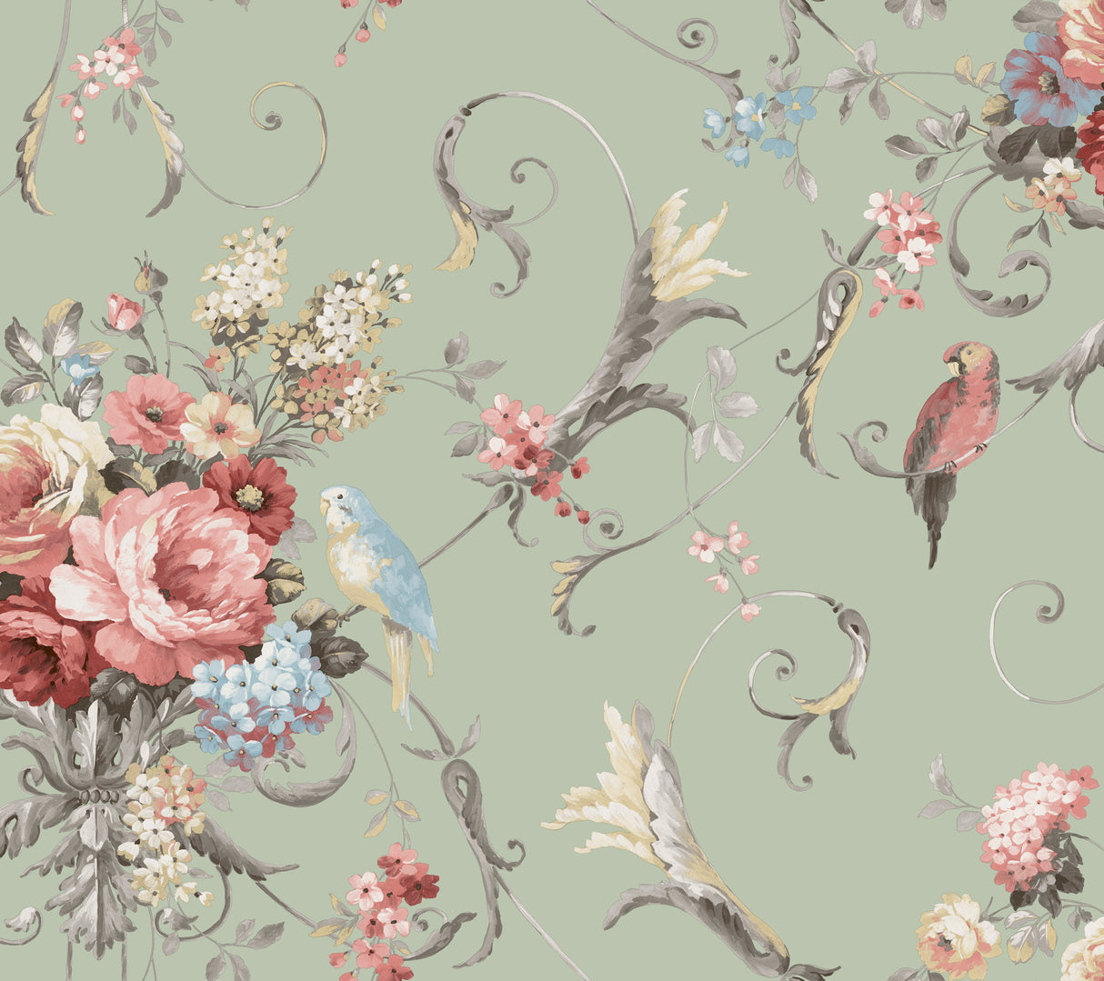 Eade’s Parrots with Floral Bouquets Eucalyptus