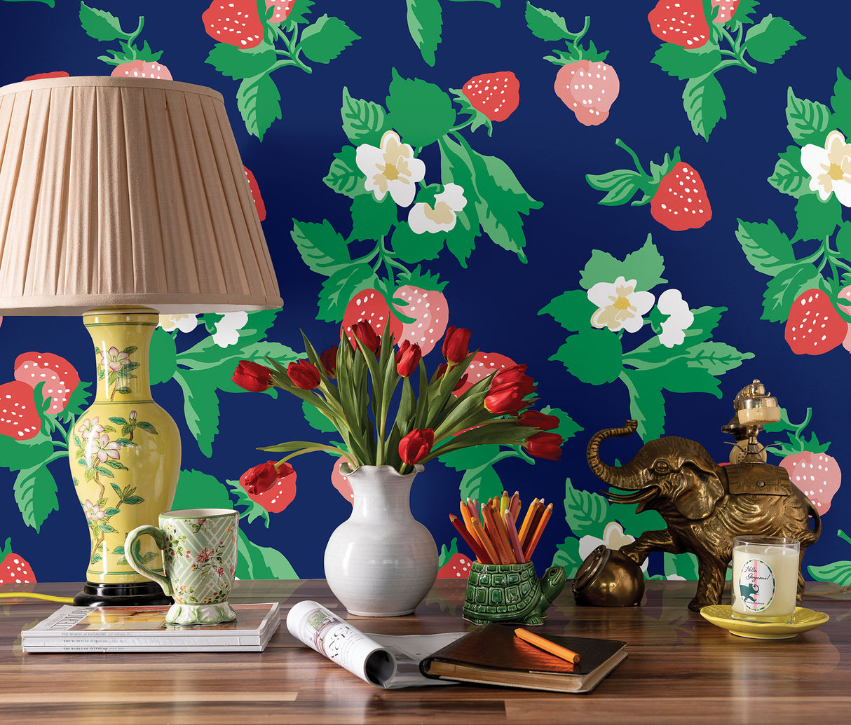 York PSW1396RL Berry Nice Navy Blue Peel & Stick Wallpaper