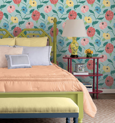 York PSW1400RL Jungle Garden Sky Blue Peel & Stick Wallpaper