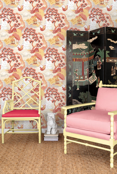 York PSW1402RL Old Peking Pink Lemonade Peel & Stick Wallpaper