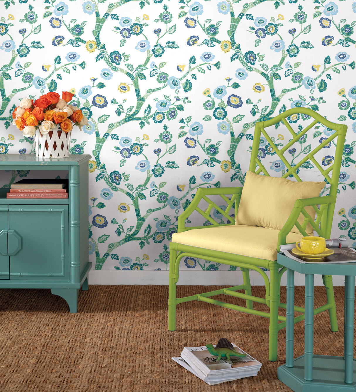 York PSW1406RL Temple Garden Bardados Green Peel & Stick Wallpaper