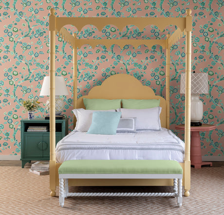 York PSW1408RL Temple Garden Coral Peel & Stick Wallpaper
