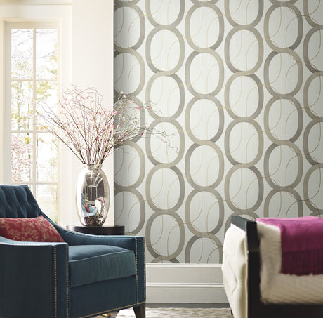 York PSW1418RL Interlock Light Taupe Peel & Stick Wallpaper