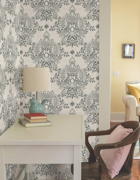 York PSW1433RL Cottontail Toile Linen & Charcoal Peel & Stick Wallpaper