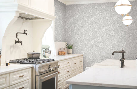 York PSW1444RL Modern Acanthus Mist Peel & Stick Wallpaper