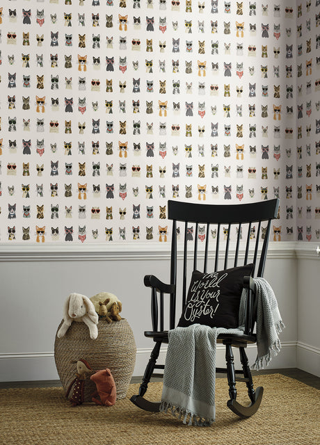 York PSW1463RL Cool Cats Multi White Peel & Stick Wallpaper