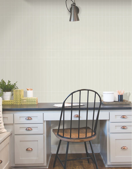 York PSW1512RL Linear Gridwork Beige Wallpaper