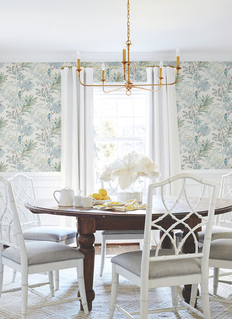 York PSW1517RL Handpainted Songbird Turquiose Peel & Stick Wallpaper
