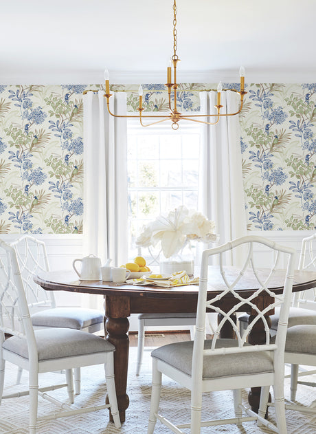 York PSW1518RL Handpainted Songbird Green & Blue Peel & Stick Wallpaper