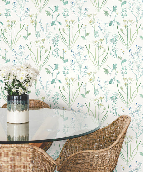 York PSW1520RL Alpine Botanical Blue Peel & Stick Wallpaper