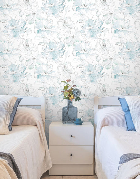 York PSW1531RL Floral Dreams Mineral Green Peel & Stick Wallpaper