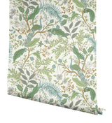 York PSW1539RL Peacock Garden White Peel & Stick Wallpaper