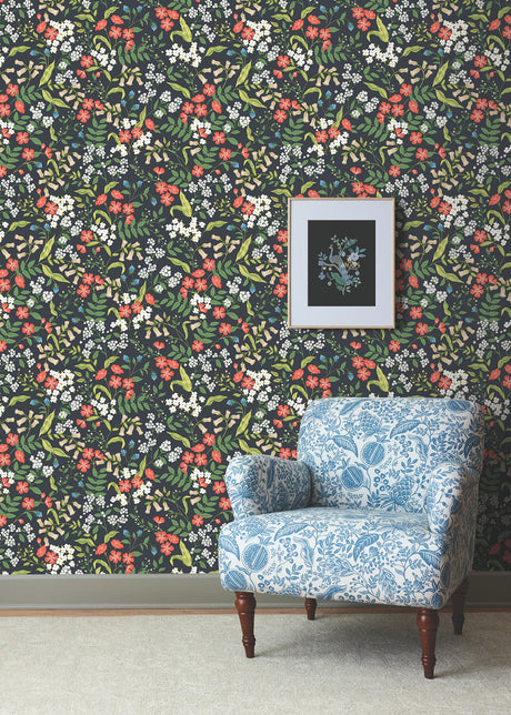 York PSW1549RL Sweetbrier Black Peel & Stick Wallpaper