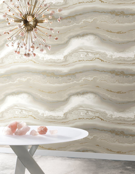 York PSW1560RL Monarch Pewter Peel & Stick Wallpaper