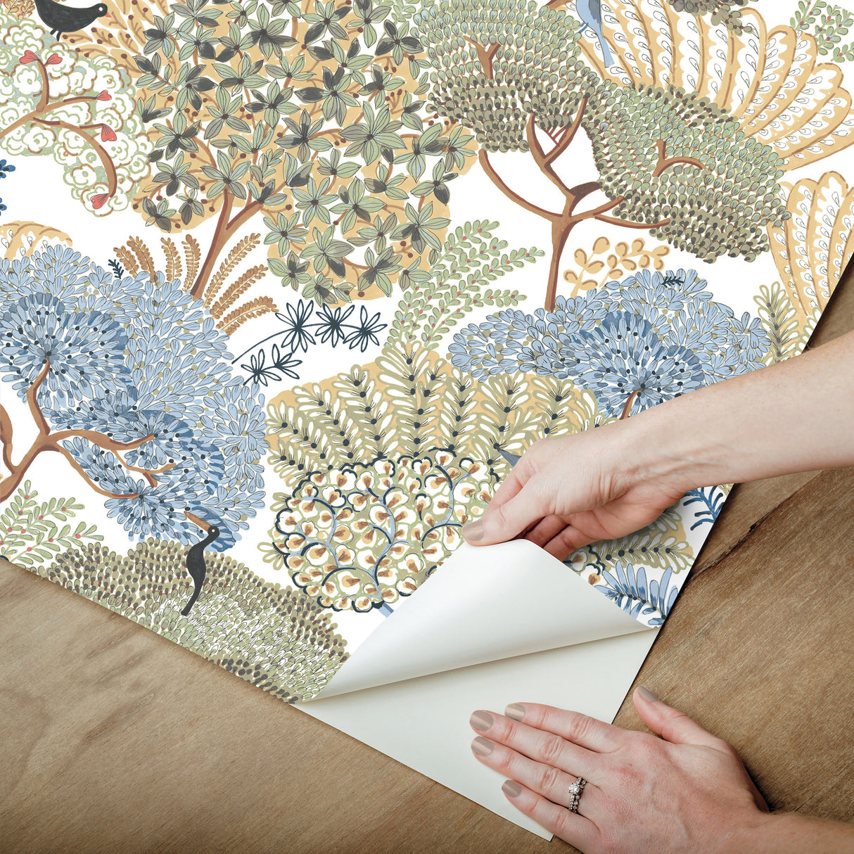 York Wallcoverings PSW1695RL Everbloom Forest Butter Botanic