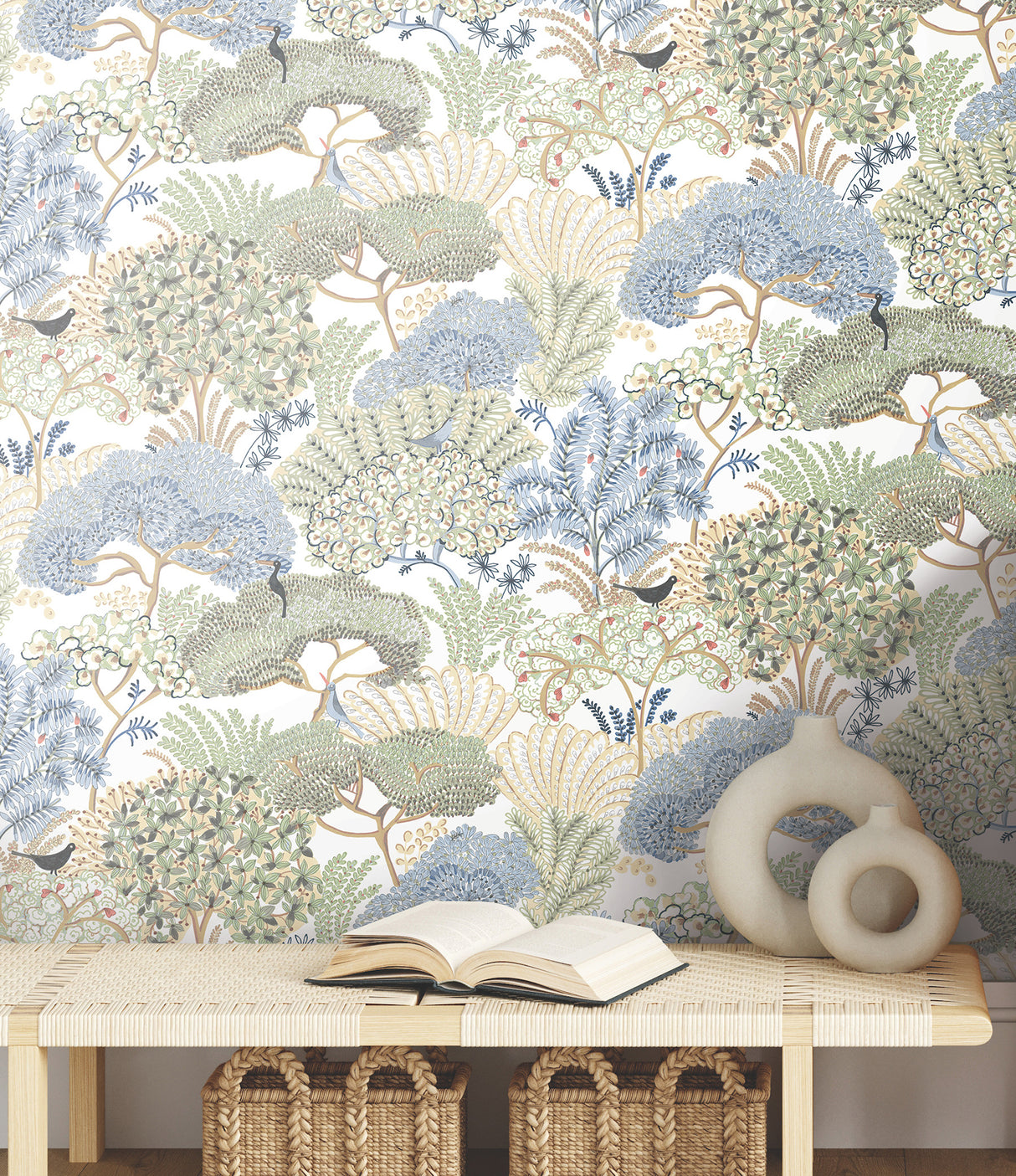 York Wallcoverings PSW1695RL Everbloom Forest Butter Botanic