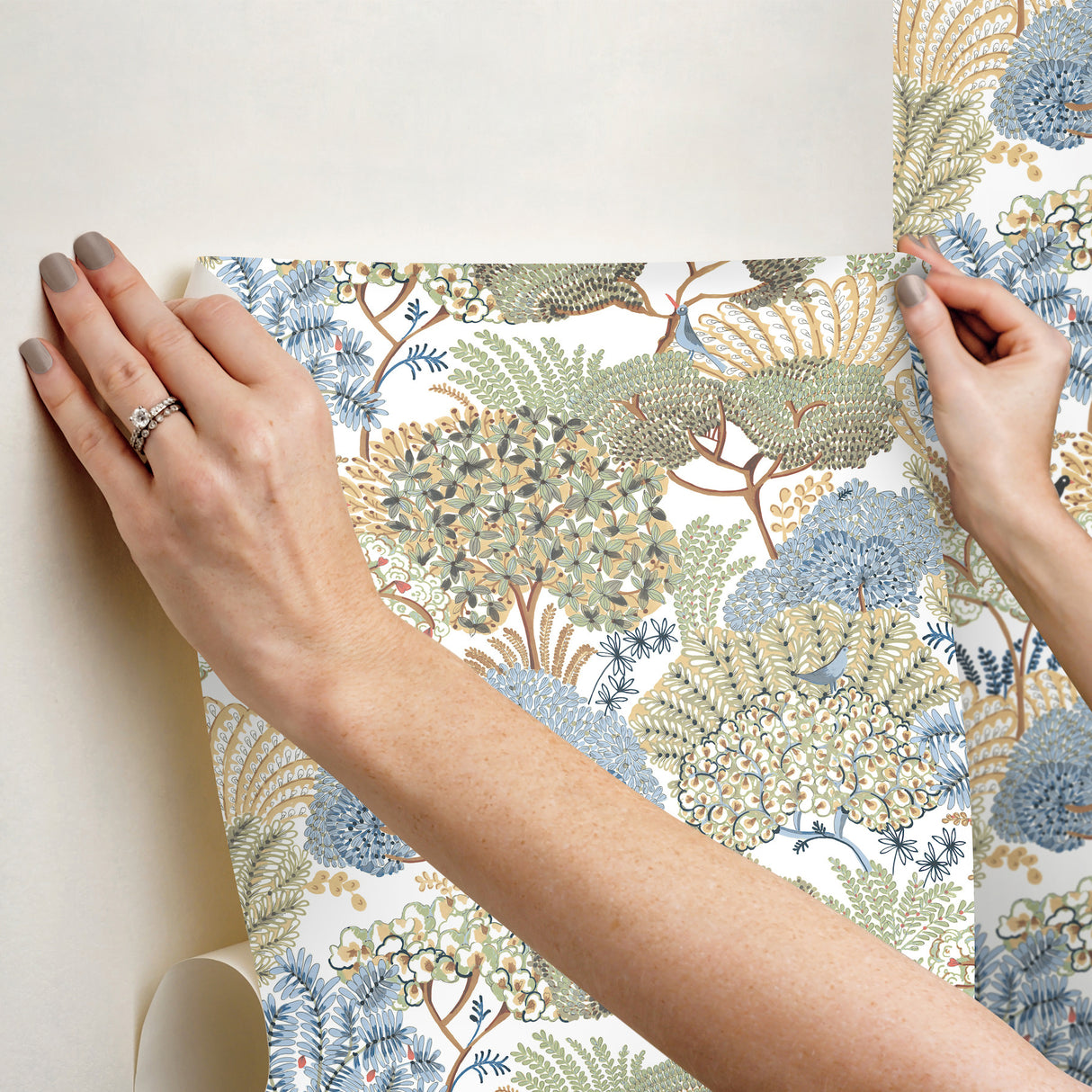 York Wallcoverings PSW1695RL Everbloom Forest Butter Botanic