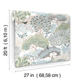 York Wallcoverings PSW1696RL Everbloom Forest Aqua Botanical