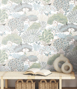 York Wallcoverings PSW1696RL Everbloom Forest Aqua Botanical