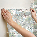 York Wallcoverings PSW1696RL Everbloom Forest Aqua Botanical