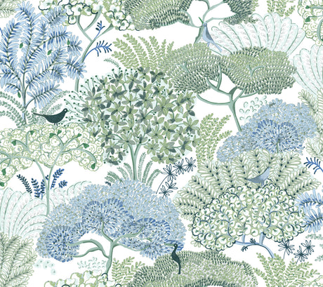 York Wallcoverings PSW1697RL Everbloom Forest Green Botanica